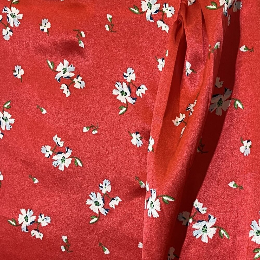 asos Women’s Top Size 2 Red Floral Blouse Long Sleeve Open Back Christmas - Picture 11 of 13